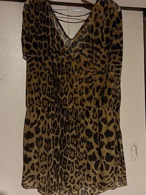 Ralph Lauren Olive and Black Leopard Swim Coverup